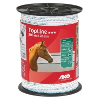 TopLine Weidezaunband Breitbandlitze 20 mm weiß/petrol