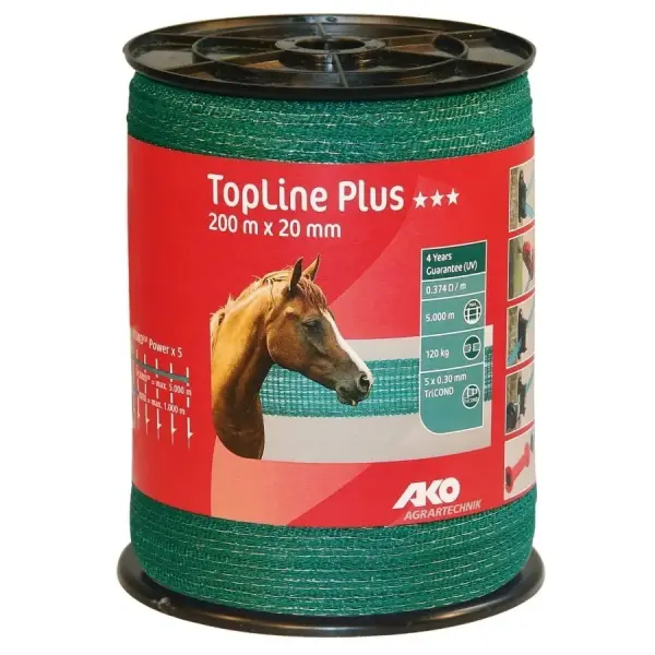 Weidezaunband Breitbandlitze TopLine Plus 20mm grün